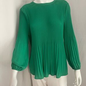 ADRIANNA  PAPELL Elegant Green Pleated Women's Top